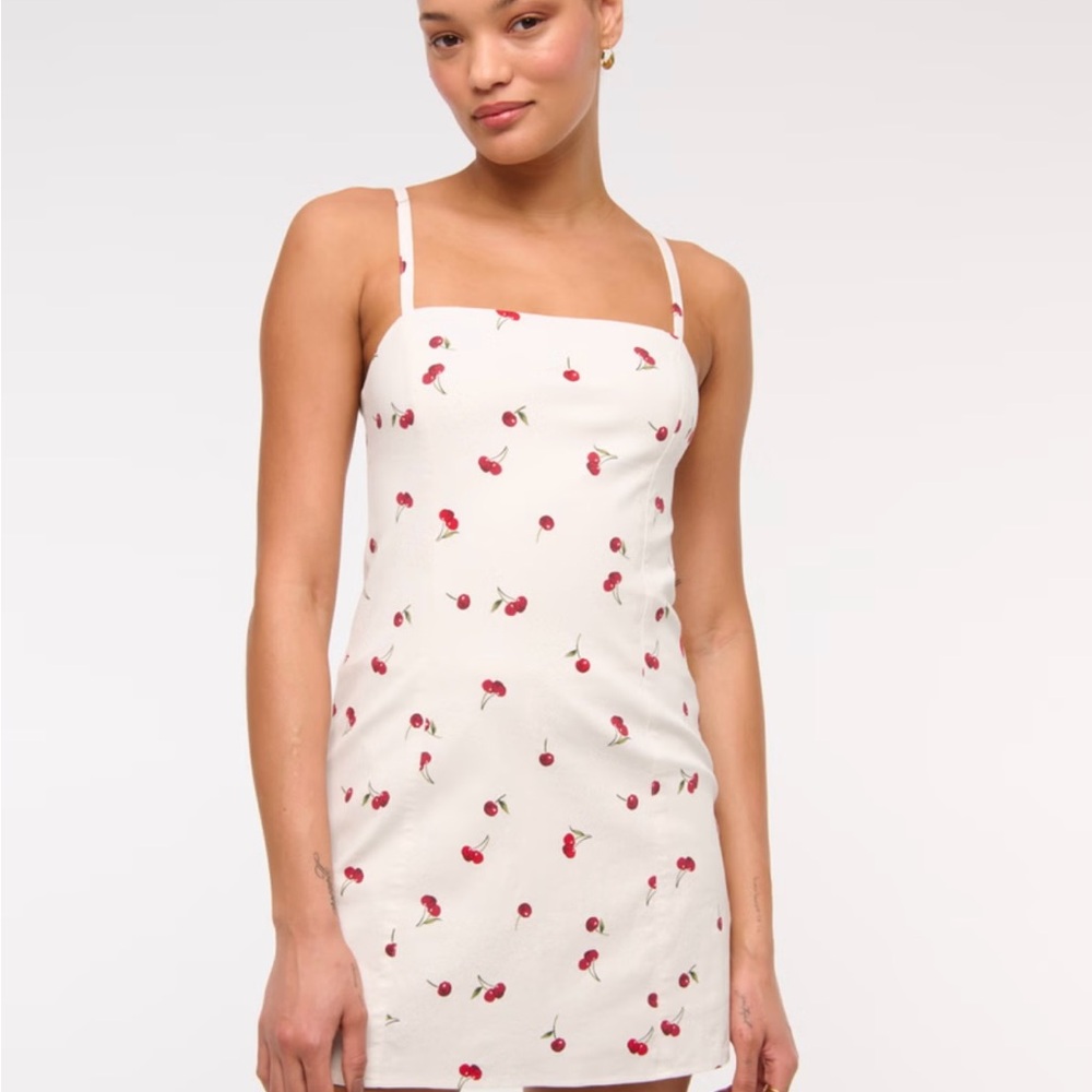 Abercrombie & Fitch White Mini Dress with Red Cherry Print